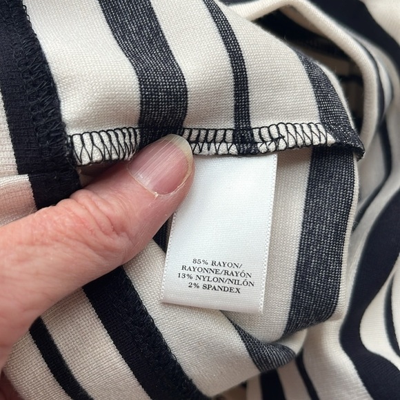 Ann Taylor Black and White Striped Ponte Knit Midi Dress Size SP - Picture 7 of 11